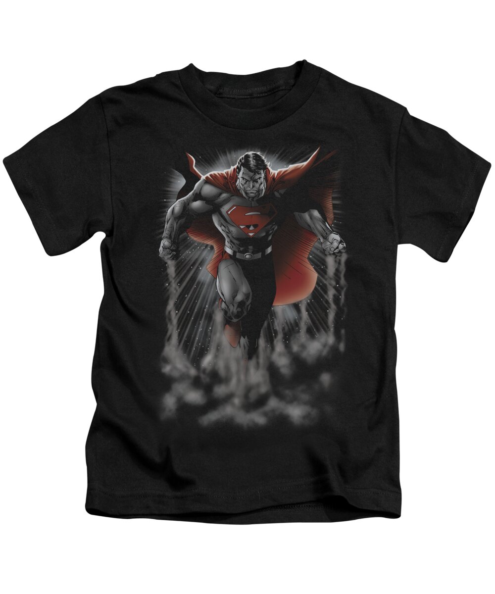  Kids T-Shirt featuring the digital art Superman - Above The Clouds by Brand A