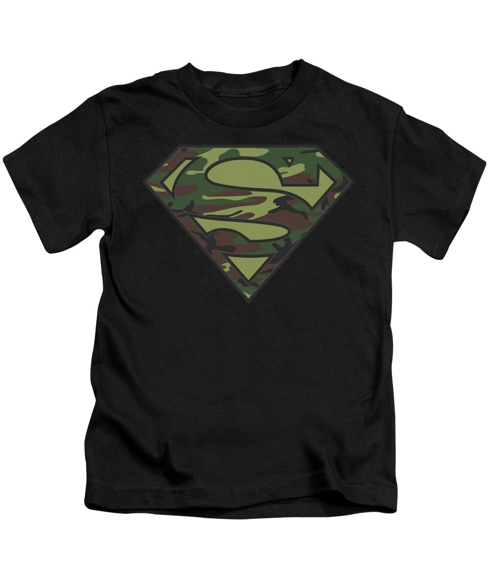  Kids T-Shirt featuring the digital art Superman - Camo Logo by Brand A