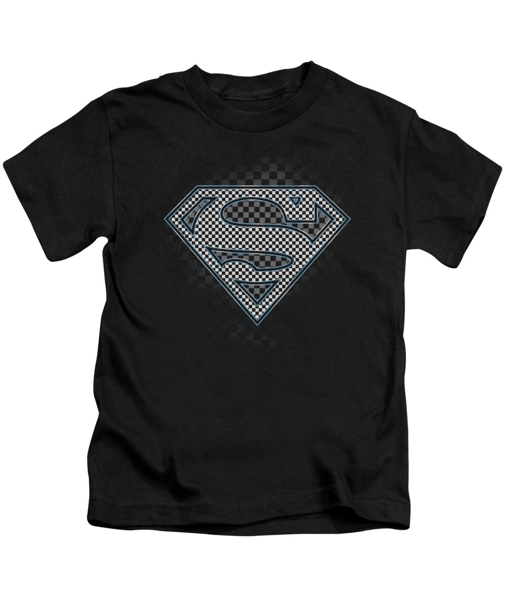 Superman Kids T-Shirt featuring the digital art Superman - Checkerboard by Brand A