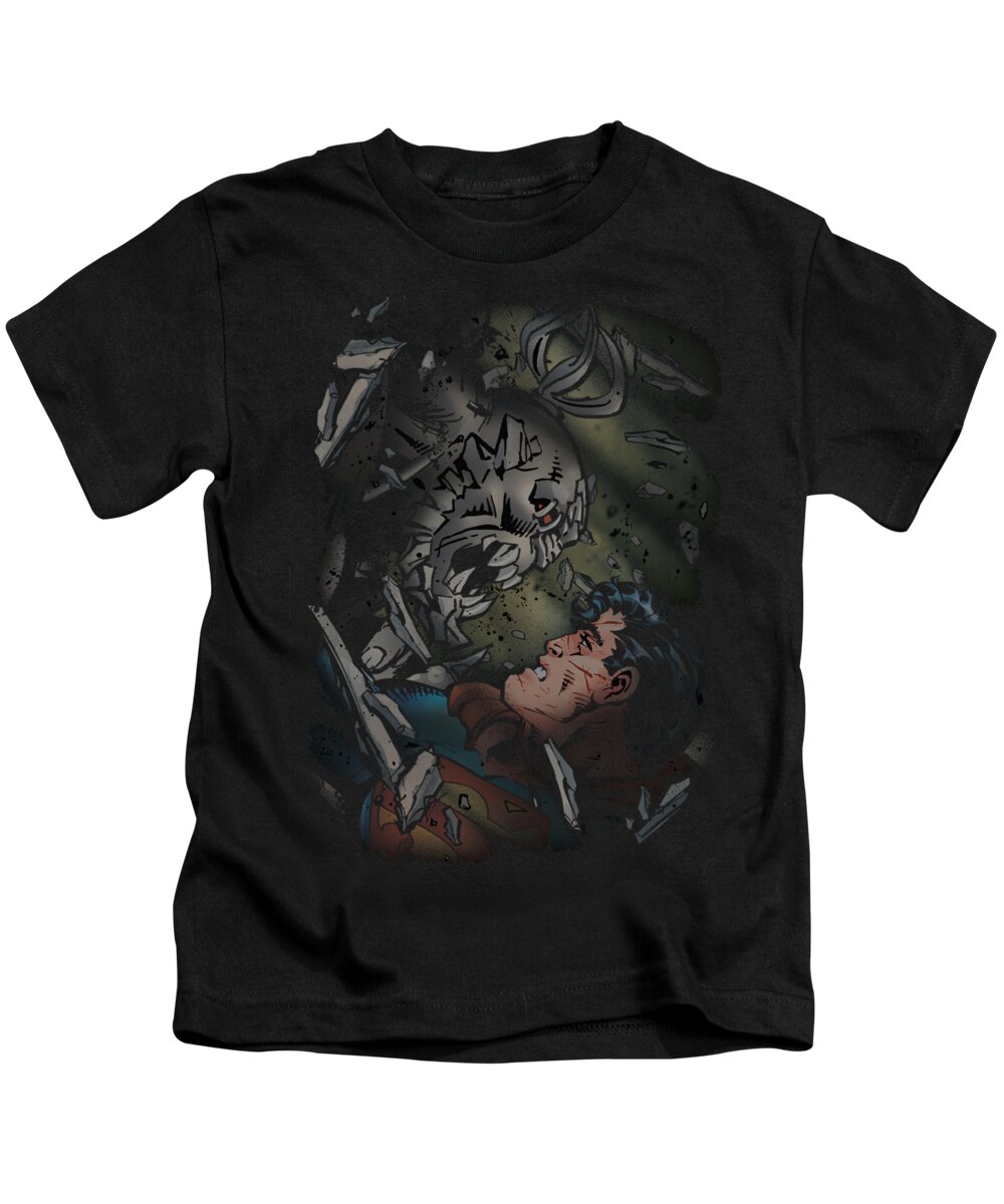 Superman Kids T-Shirt featuring the digital art Superman - Epic Battle by Brand A