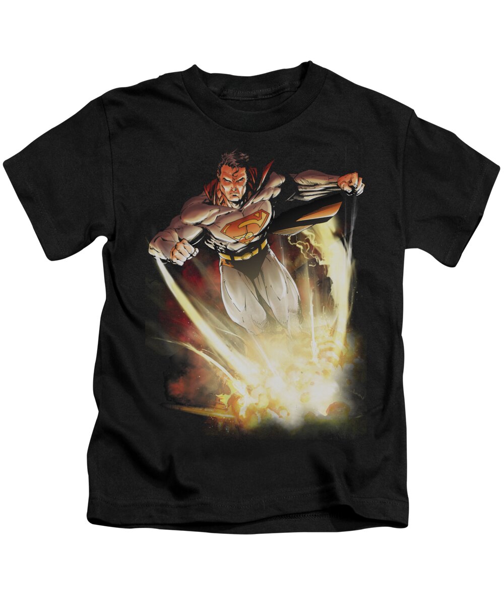  Kids T-Shirt featuring the digital art Superman - Explosive by Brand A