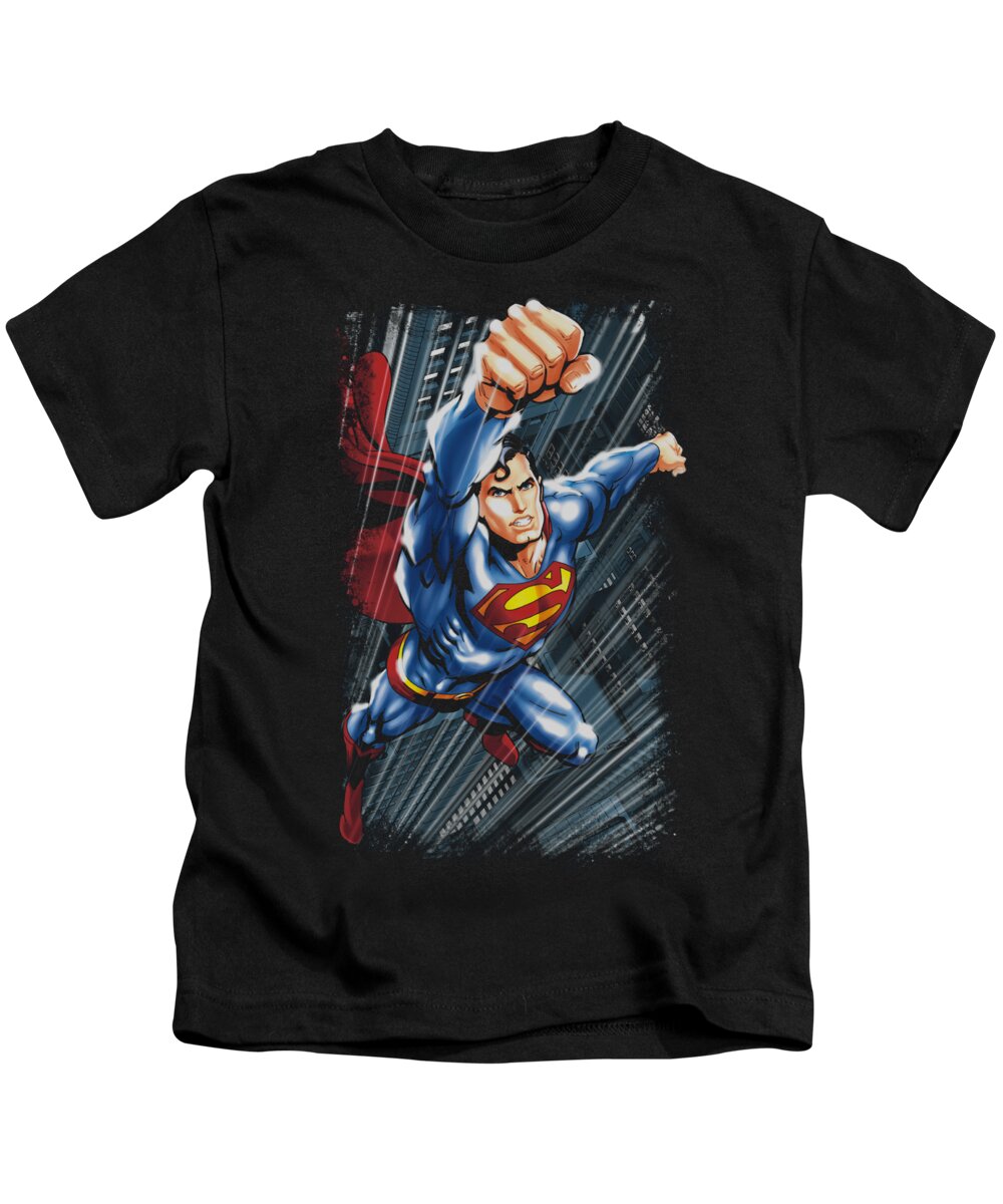 Superman Kids T-Shirt featuring the digital art Superman - Faster Than by Brand A
