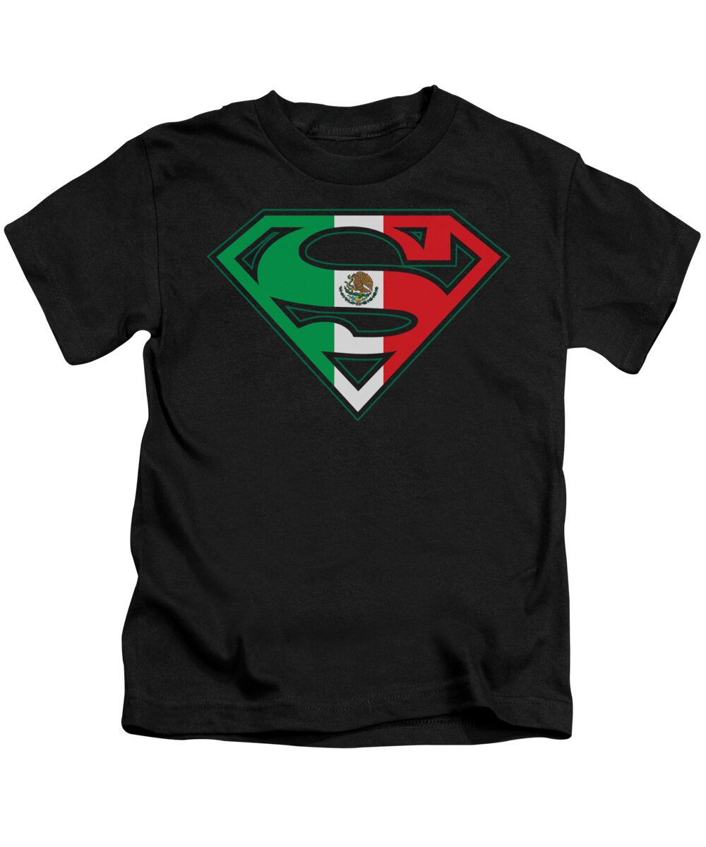 Superman Kids T-Shirt featuring the digital art Superman - Mexican Shield by Brand A