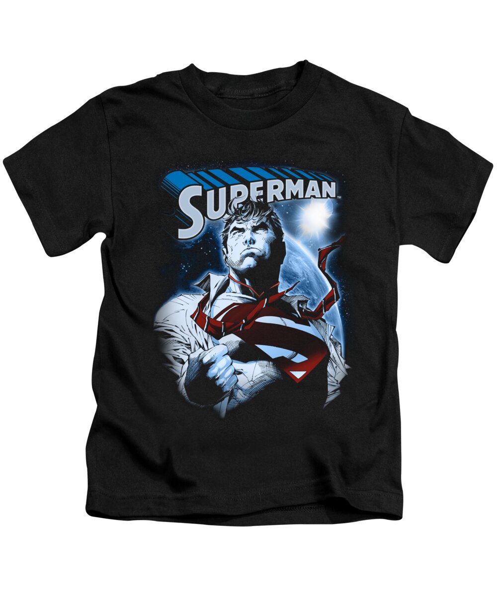  Kids T-Shirt featuring the digital art Superman - Protect Earth by Brand A