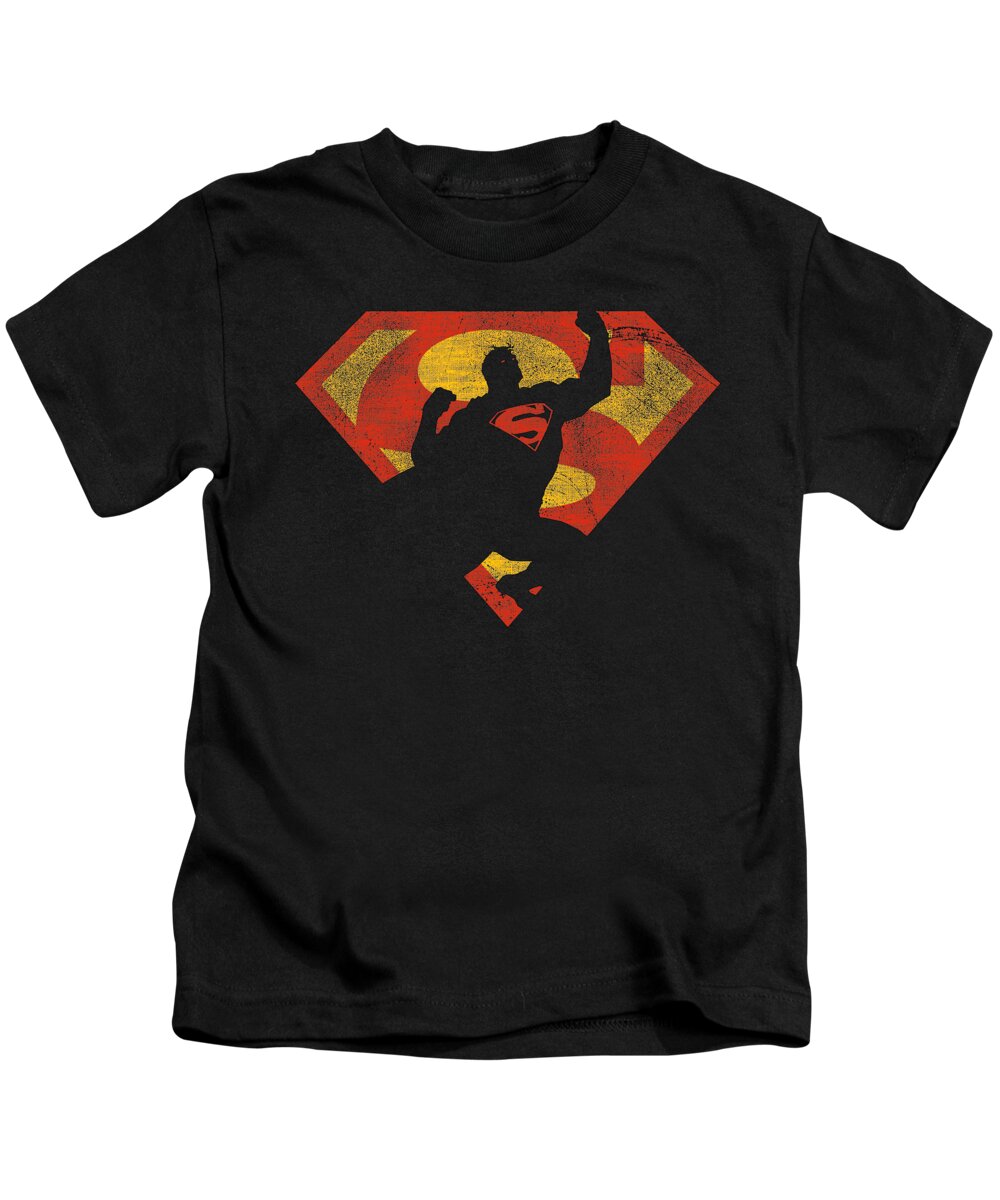 Kids T-Shirt featuring the digital art Superman - S Shield Knockout by Brand A