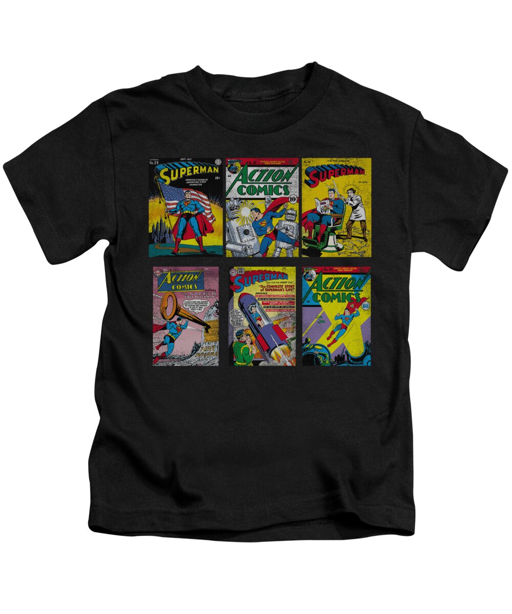  Kids T-Shirt featuring the digital art Superman - Sm Covers by Brand A