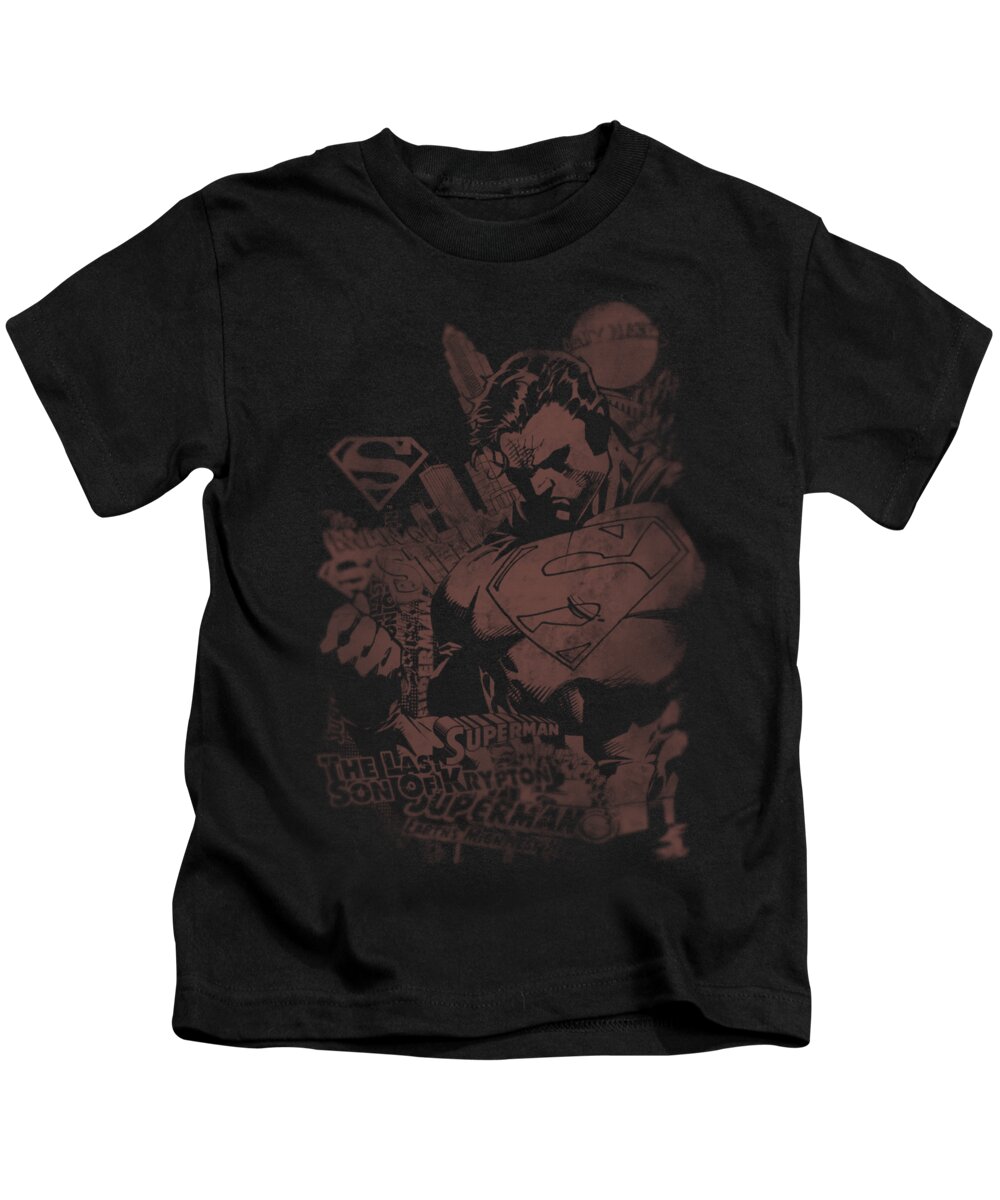 Superman Kids T-Shirt featuring the digital art Superman - Somber Power by Brand A