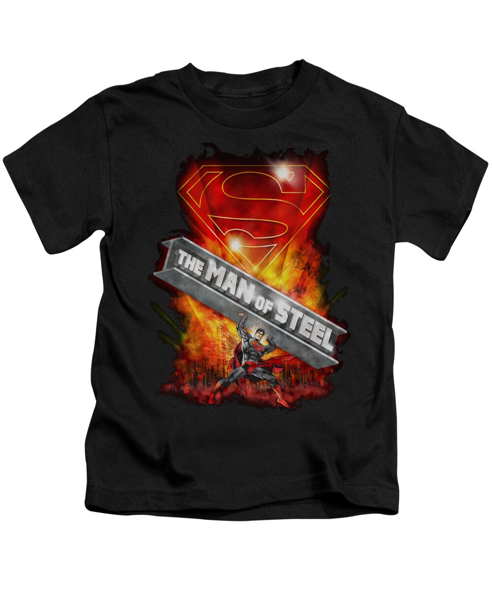 Superman Kids T-Shirt featuring the digital art Superman - Steel Girder by Brand A