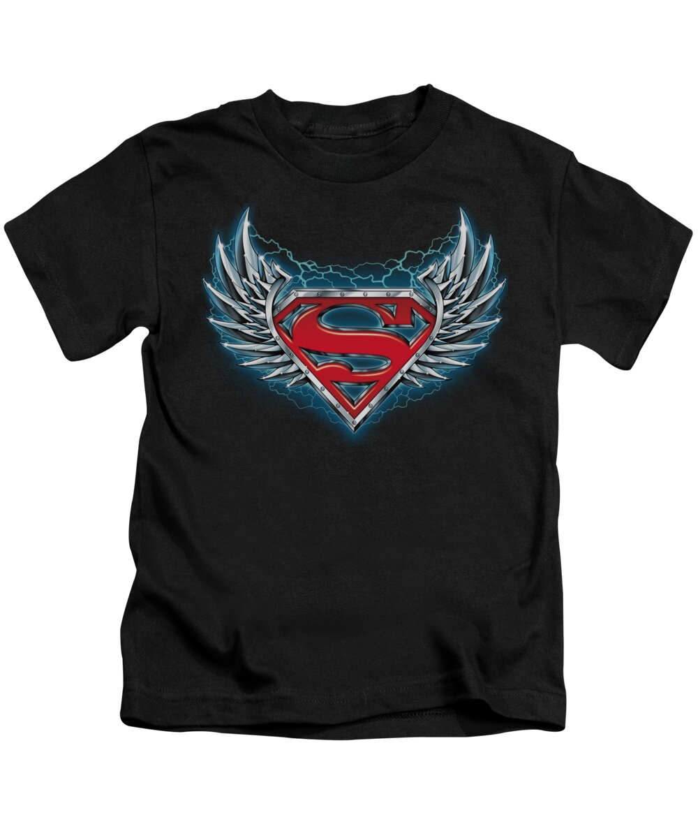 Superman Kids T-Shirt featuring the digital art Superman - Steel Wings Logo by Brand A