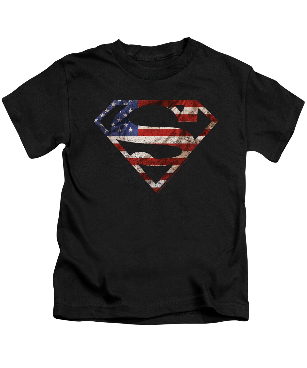  Kids T-Shirt featuring the digital art Superman - Super Patriot by Brand A