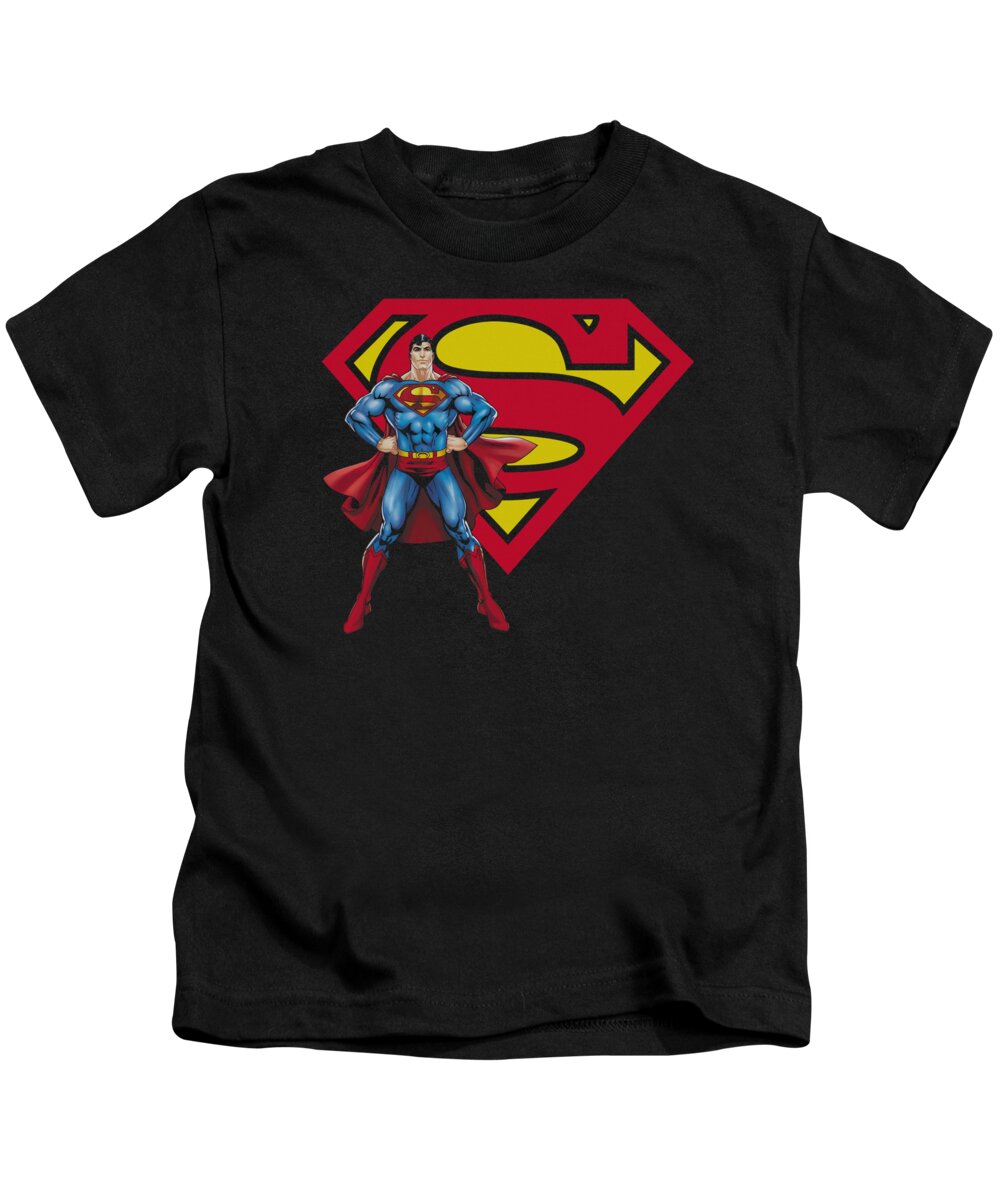  Kids T-Shirt featuring the digital art Superman - Superman And Logo by Brand A
