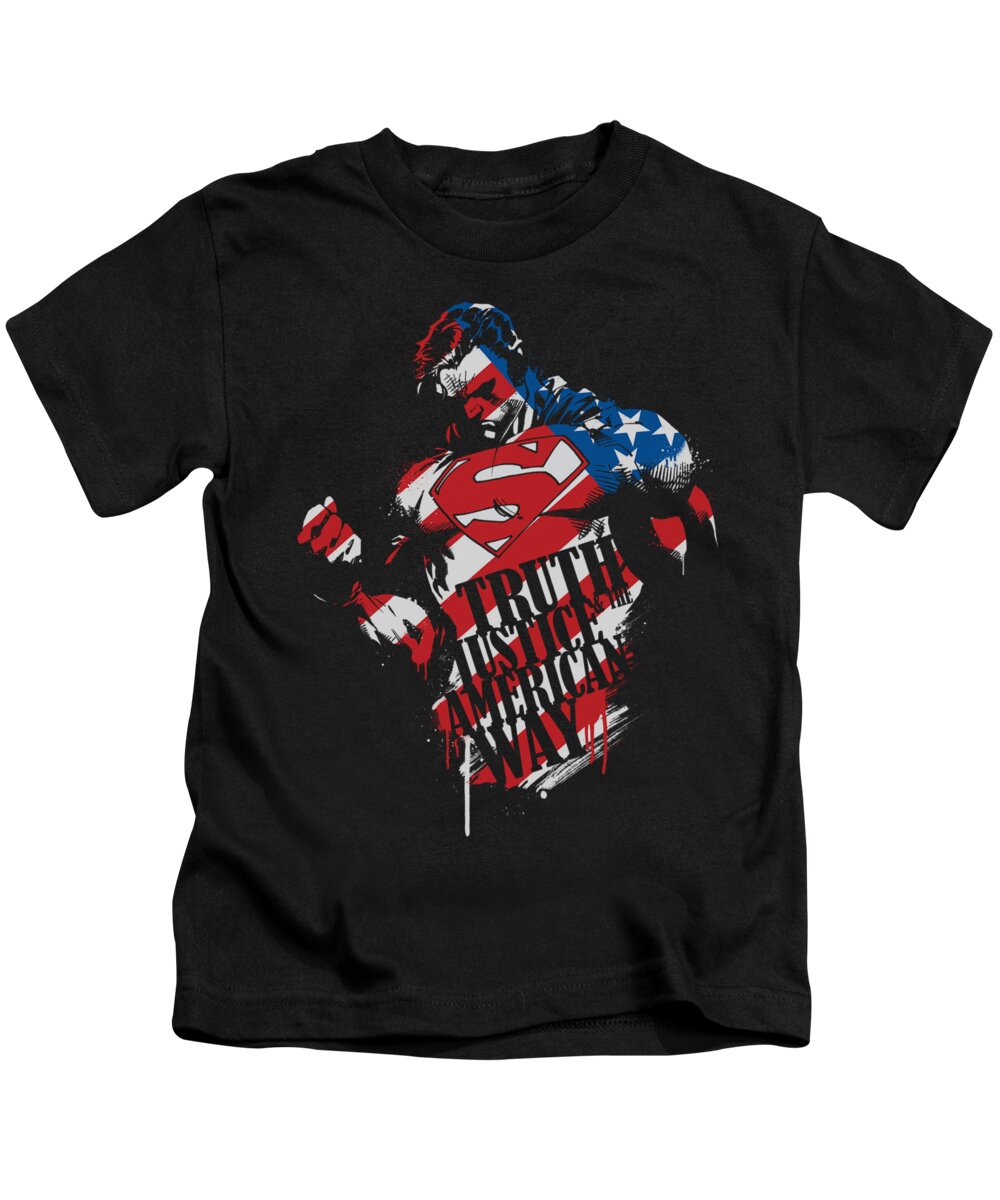Superman Kids T-Shirt featuring the digital art Superman - The American Way by Brand A