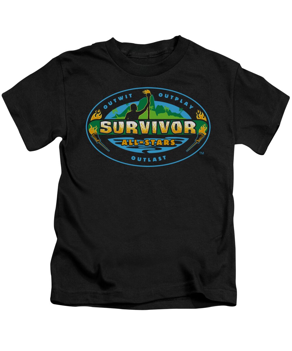 Survivor Kids T-Shirt featuring the digital art Survivor - All Stars by Brand A