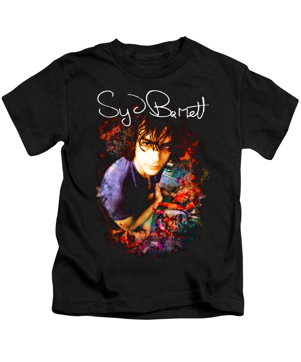  Kids T-Shirt featuring the digital art Syd Barrett - Madcap Syd by Brand A