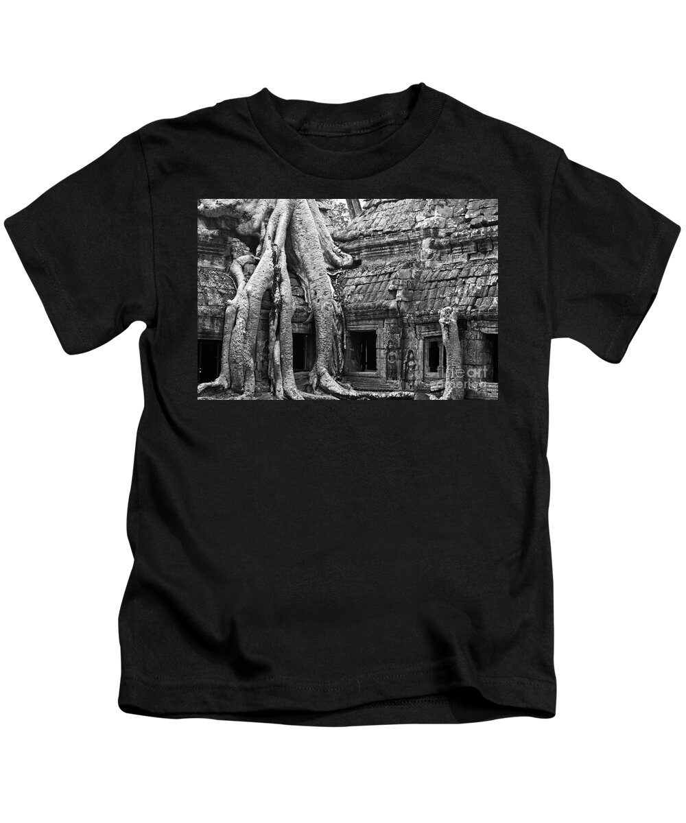 Cambodia Kids T-Shirt featuring the photograph Ta Prohm Roots And Stone 01 by Rick Piper Photography
