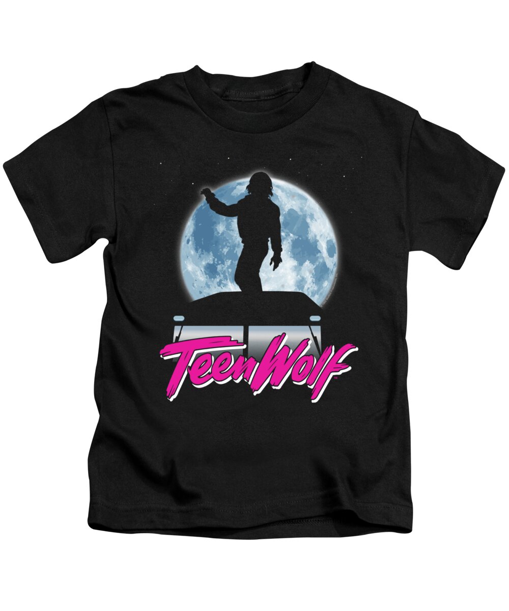  Kids T-Shirt featuring the digital art Teen Wolf - Moonlight Surf by Brand A