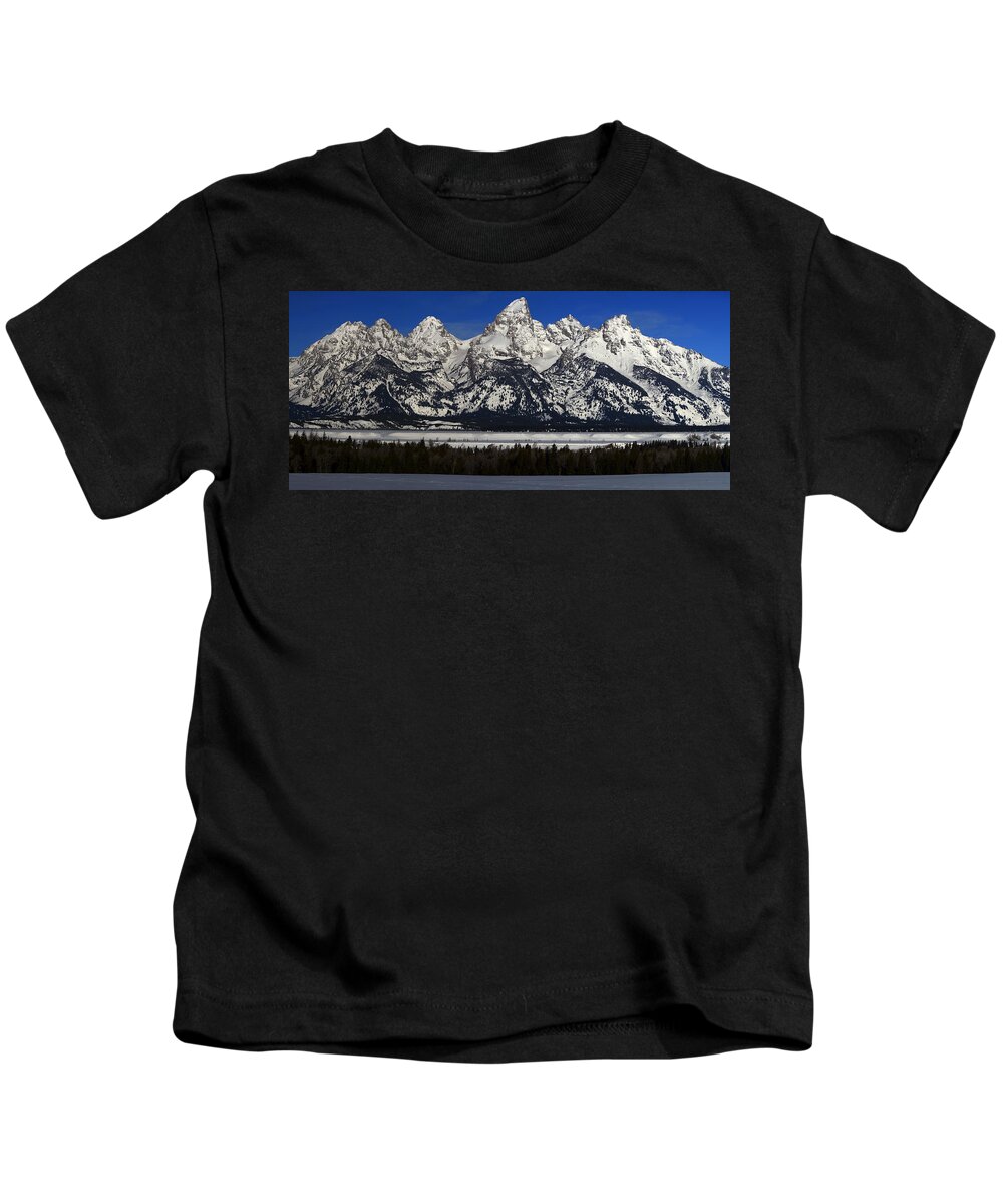 Tetons From Glacier View Overlook Kids T-Shirt featuring the photograph Tetons from Glacier View Overlook by Raymond Salani III