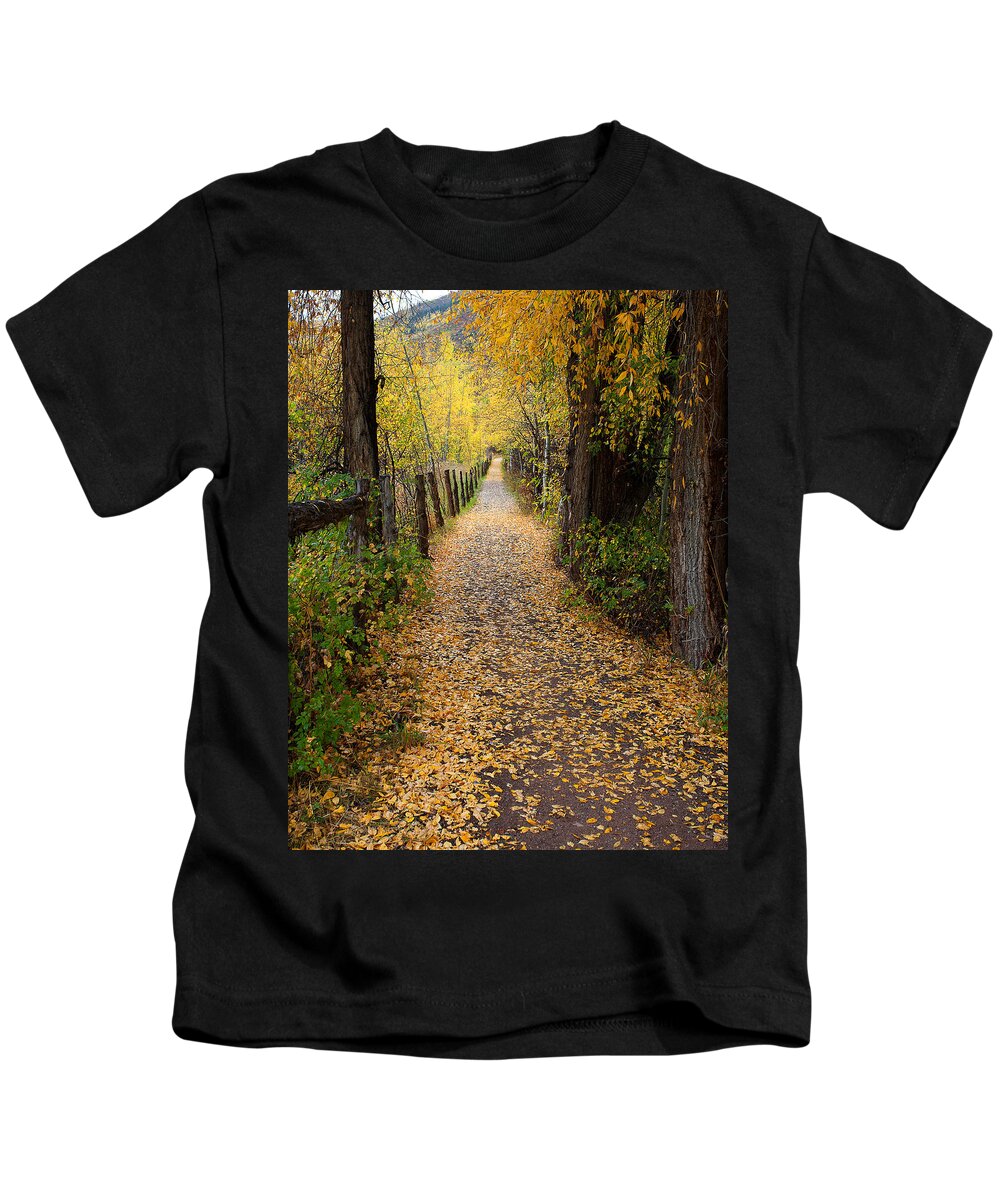 Autumn Colors Kids T-Shirt featuring the photograph The Aspen Trail by Jim Garrison