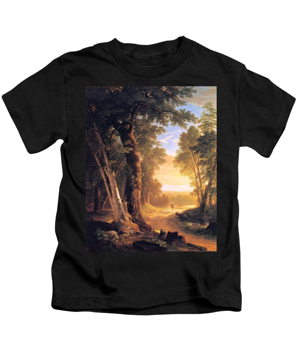 Beeches Kids T-Shirt featuring the painting The Beeches by Asher Durand