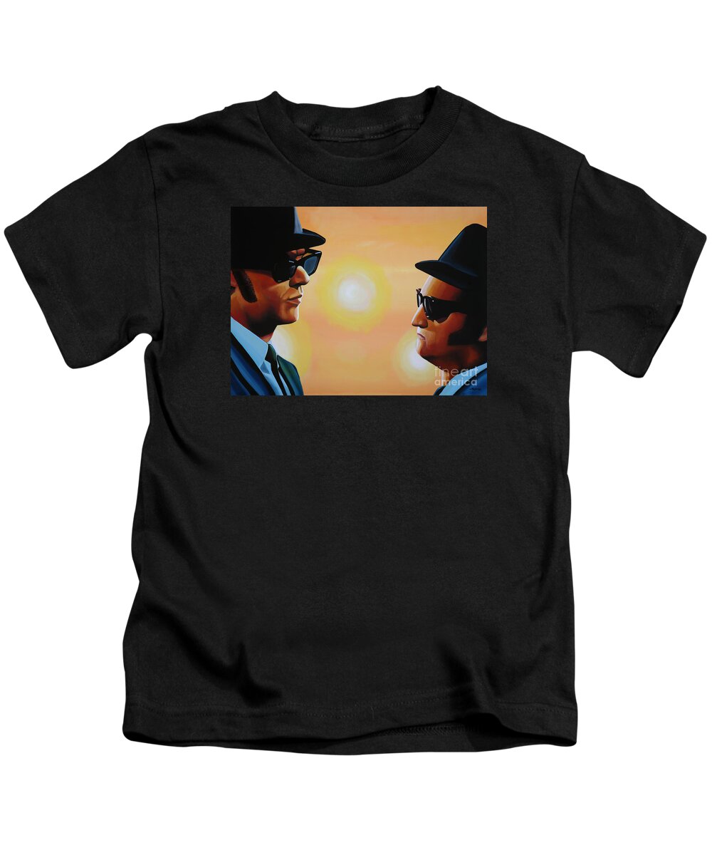 The Blues Brothers Kids T-Shirt featuring the painting The Blues Brothers by Paul Meijering