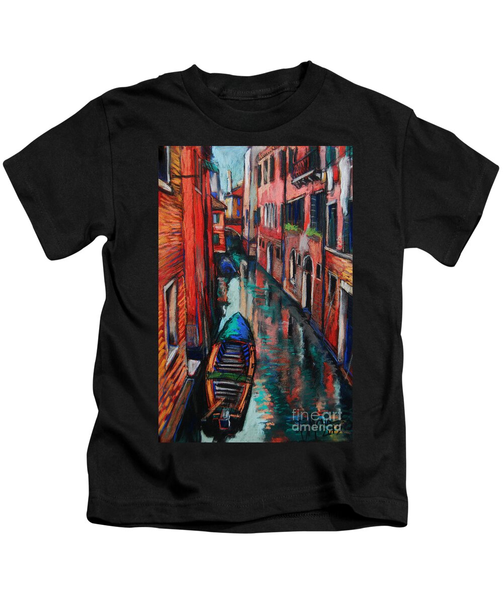 The Colors Of Venice Kids T-Shirt featuring the painting The Colors Of Venice by Mona Edulesco