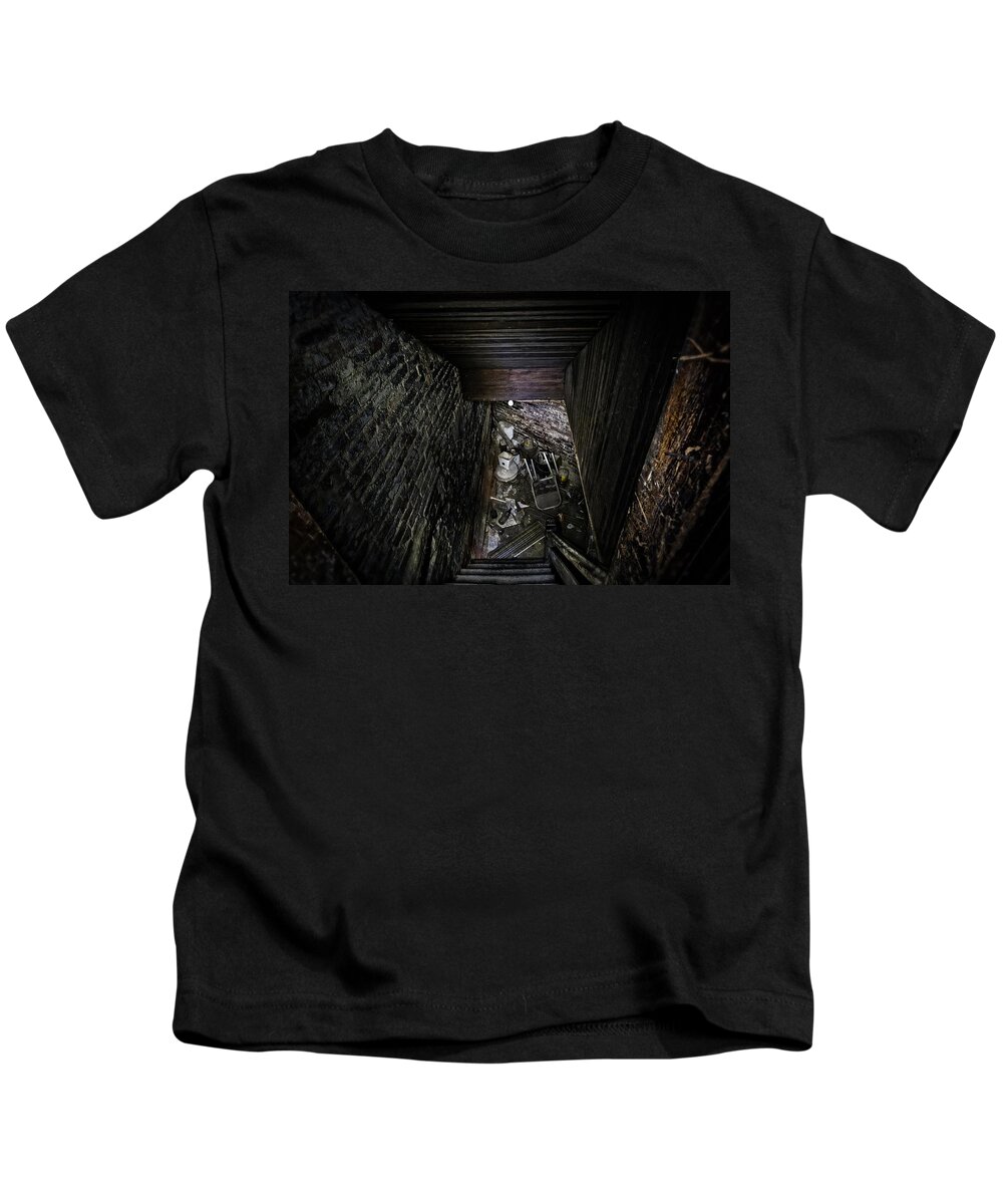 Basement Kids T-Shirt featuring the photograph The Descent by Brett Engle
