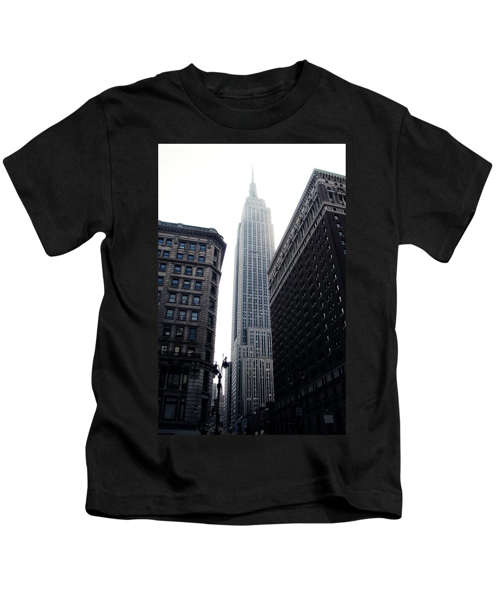 New York Kids T-Shirt featuring the photograph The Empire State Building by Zinvolle Art