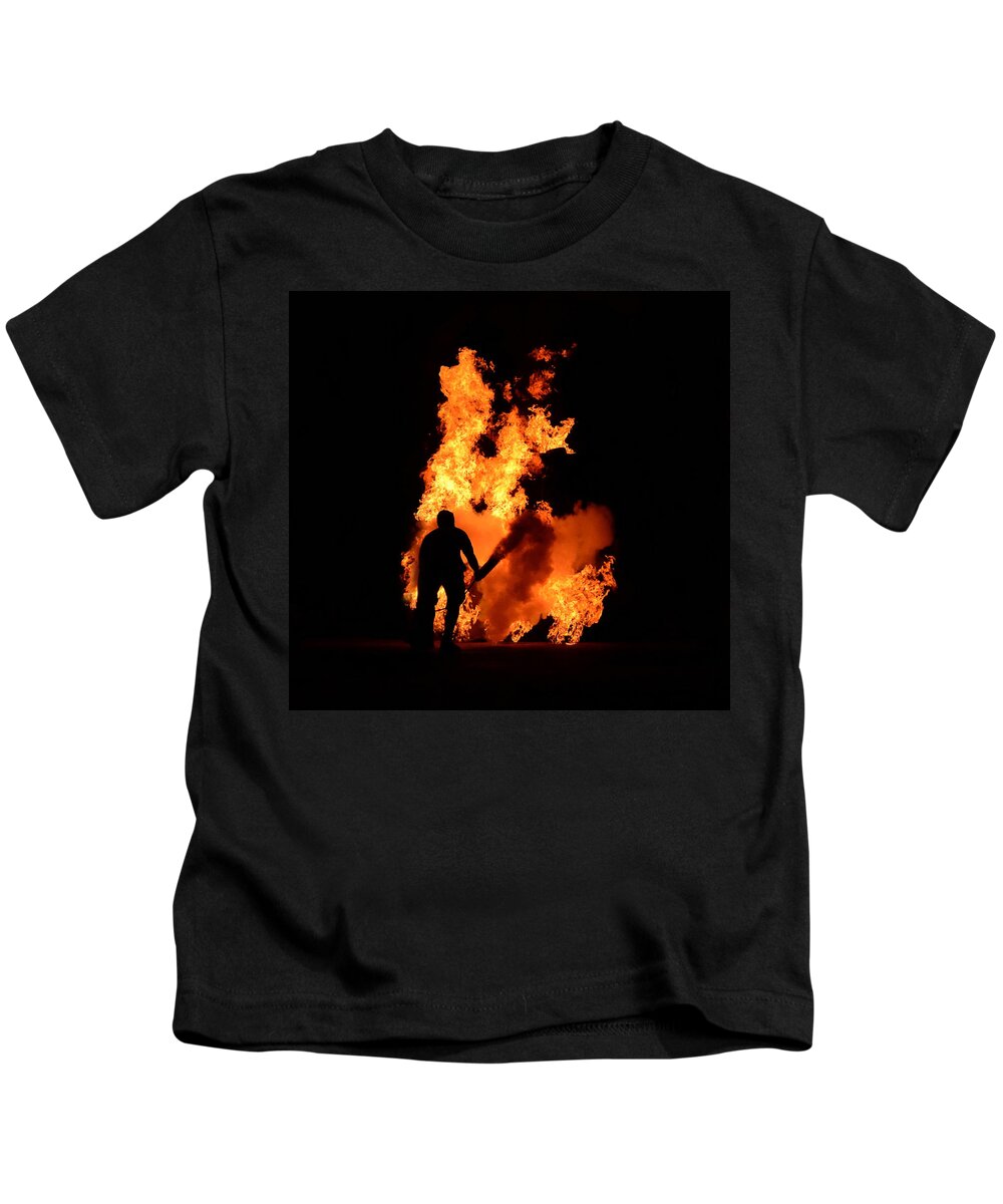 Fire Kids T-Shirt featuring the photograph The Fire Fighter by David Lee Thompson