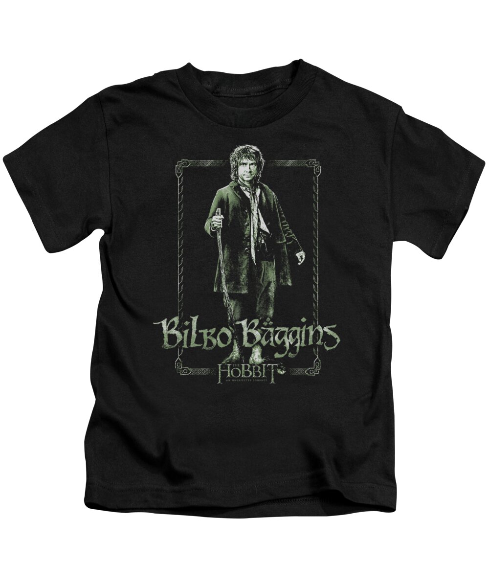  Kids T-Shirt featuring the digital art The Hobbit - Bilbo Stare by Brand A