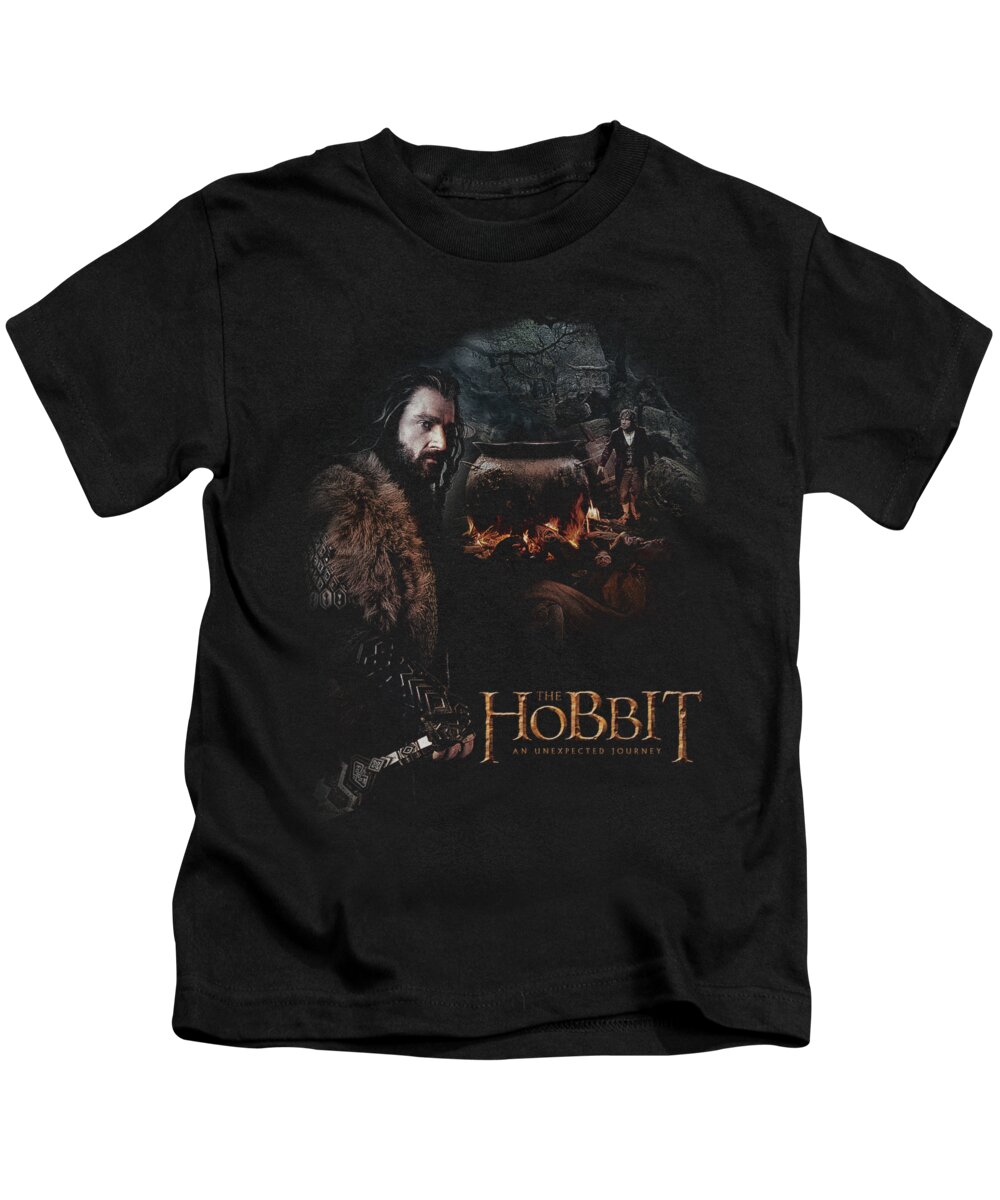 The Hobbit Kids T-Shirt featuring the digital art The Hobbit - Cauldron by Brand A