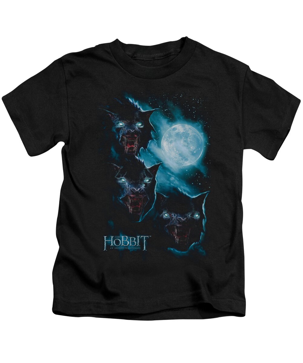  Kids T-Shirt featuring the digital art The Hobbit - Three Warg Moon by Brand A