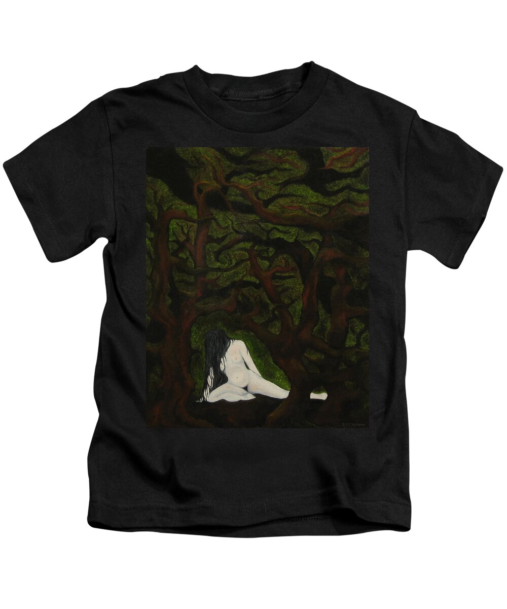 Darkness Kids T-Shirt featuring the painting The Hunter is Gone by FT McKinstry