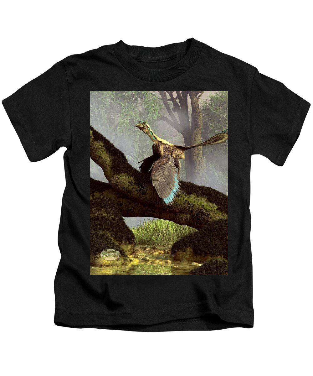 Archaeopteryx Kids T-Shirt featuring the digital art The Last Dinosaur by Daniel Eskridge