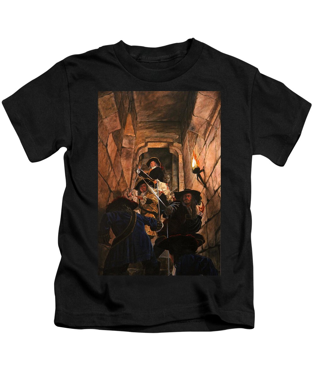 Whelan Art Kids T-Shirt featuring the painting The Man in the Iron Mask by Patrick Whelan
