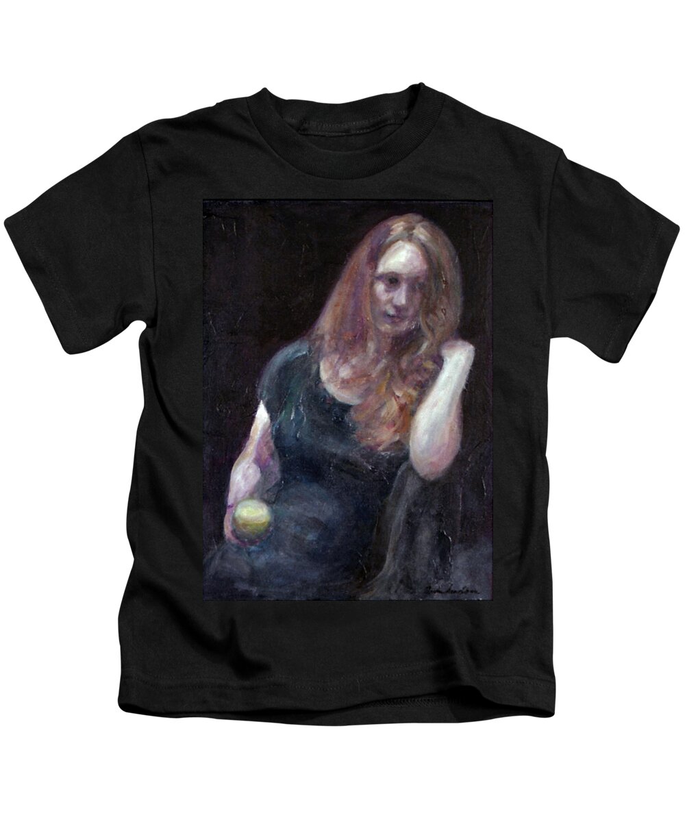 Portrait Kids T-Shirt featuring the painting The Offering - Sale on Original Painting - Framed by Quin Sweetman