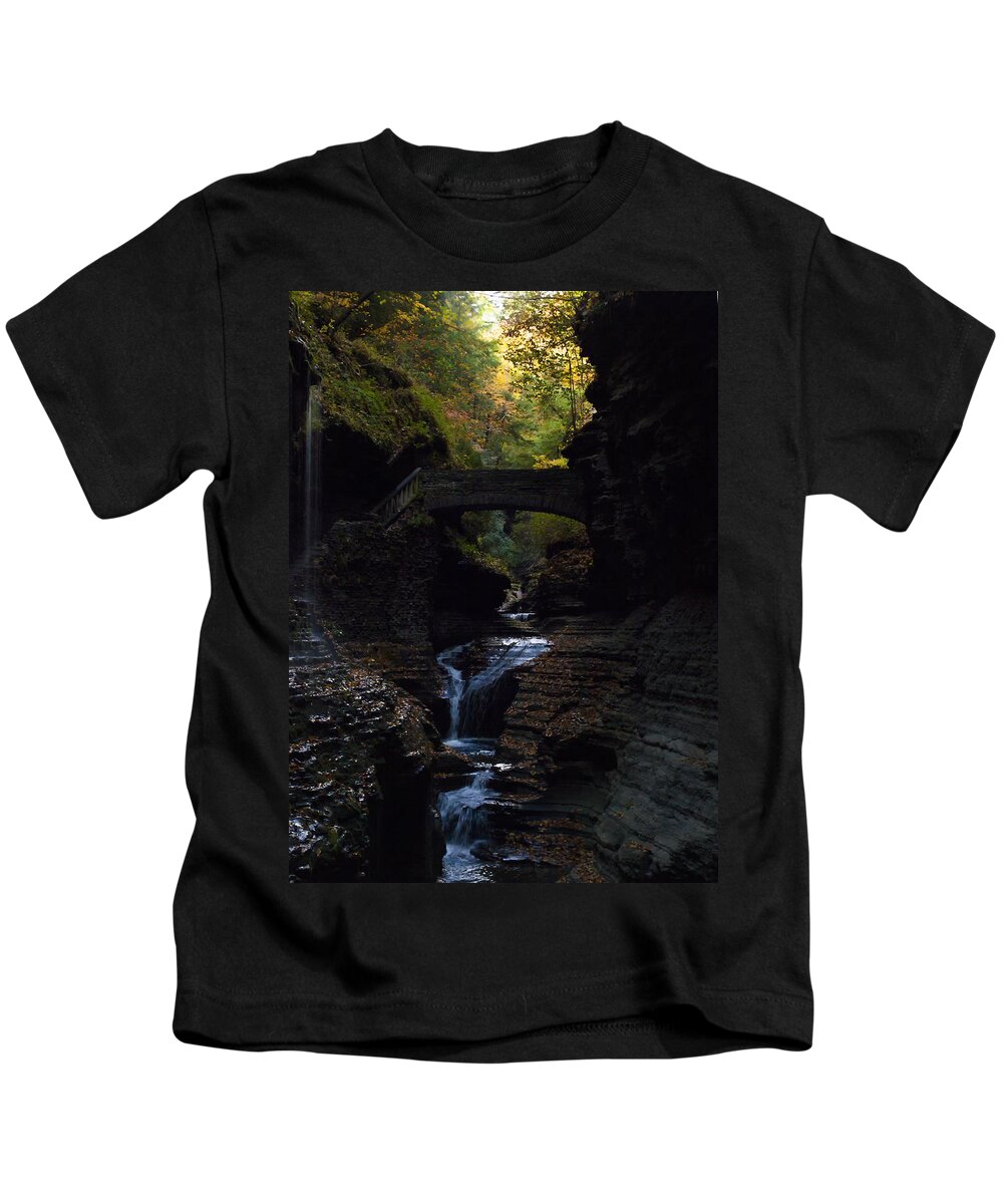 Watkins Glen Kids T-Shirt featuring the photograph The trail to Rivendell by Joshua House