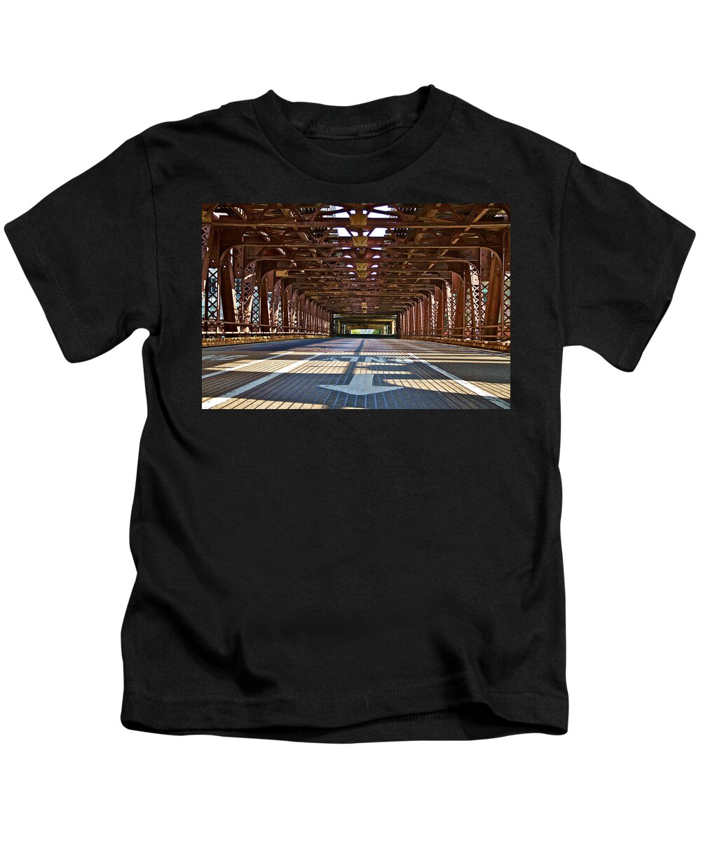 Chicago Kids T-Shirt featuring the photograph The Wells Street Bridge by John Babis