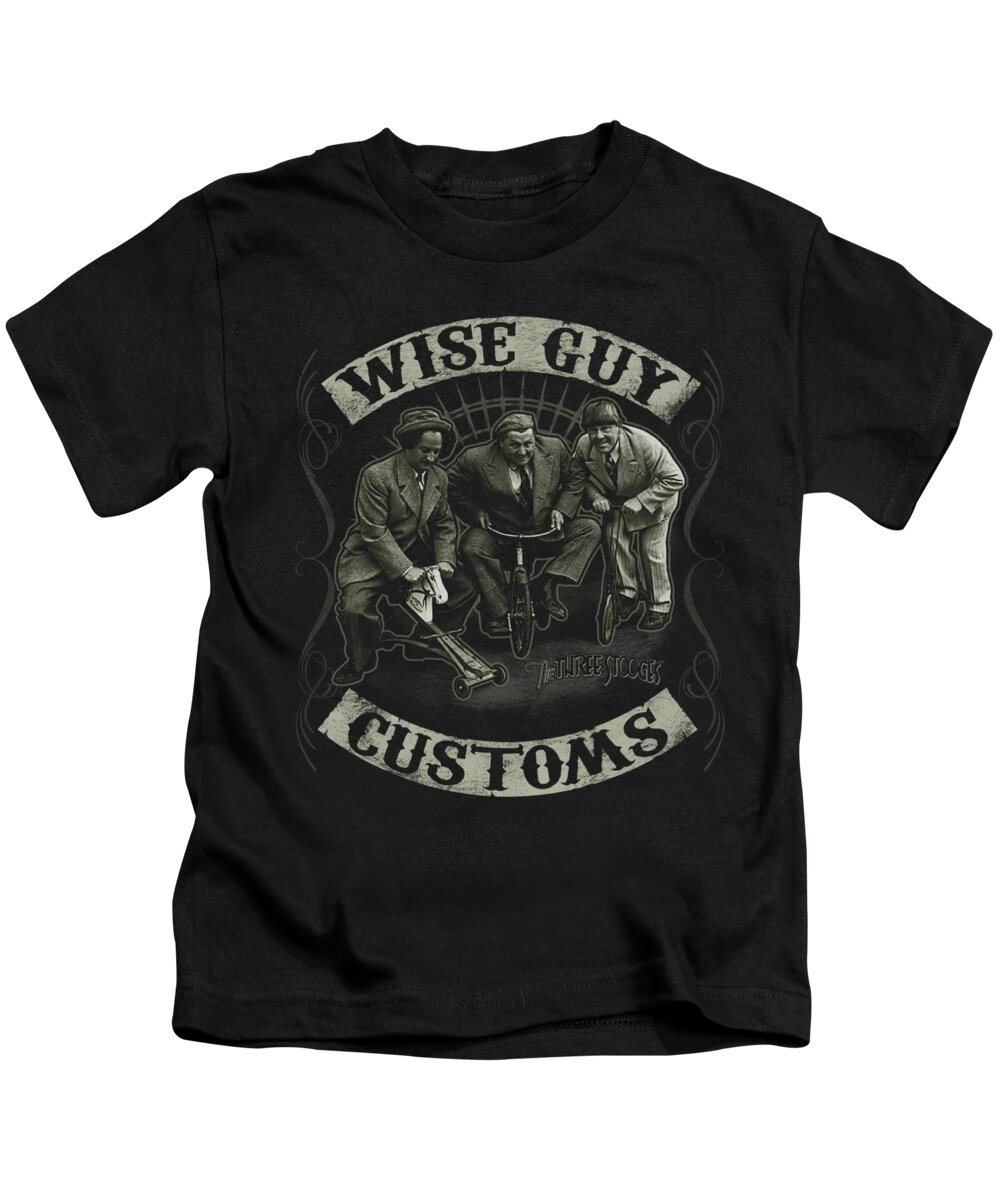 The Three Stooges Kids T-Shirt featuring the digital art Three Stooges - Wise Guy Customs by Brand A