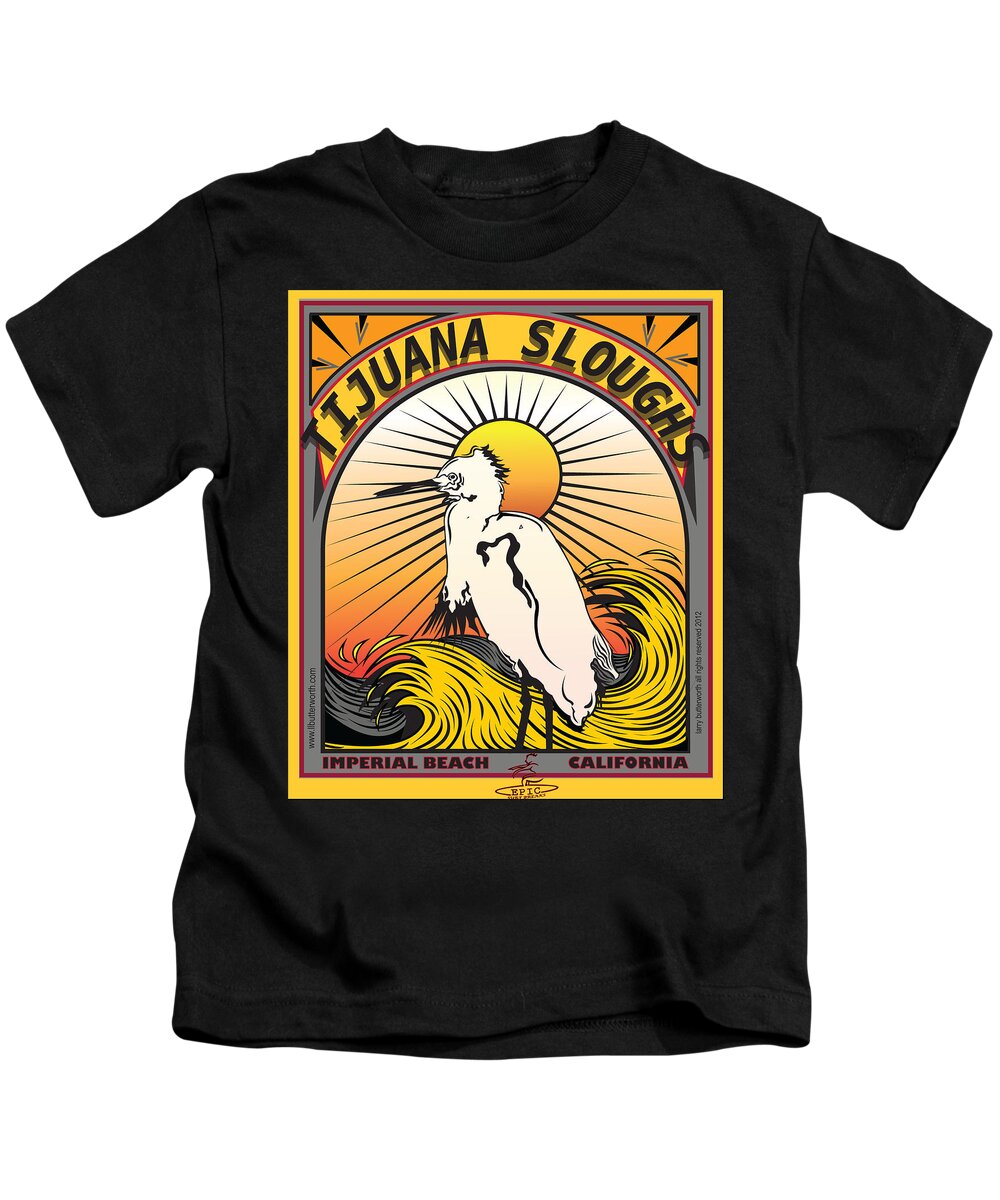 Surfing Kids T-Shirt featuring the digital art Surfing Tijuana Sloughs Imperial Beach California by Larry Butterworth