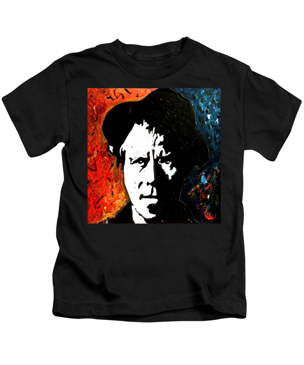 Tom Waits Kids T-Shirt featuring the painting Tom Waits by Neal Barbosa