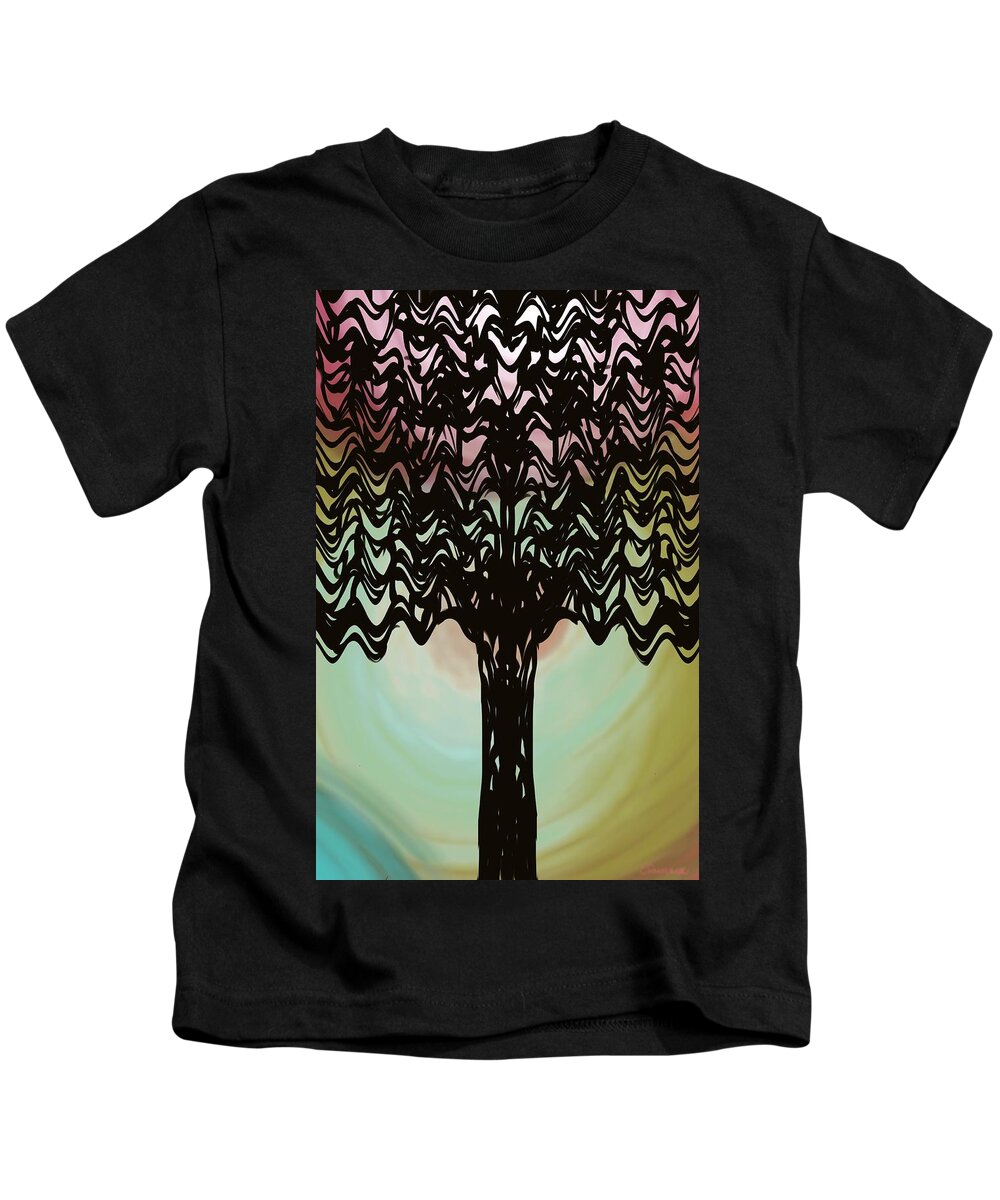Abstract Kids T-Shirt featuring the digital art Tree of Light by Christine Fournier