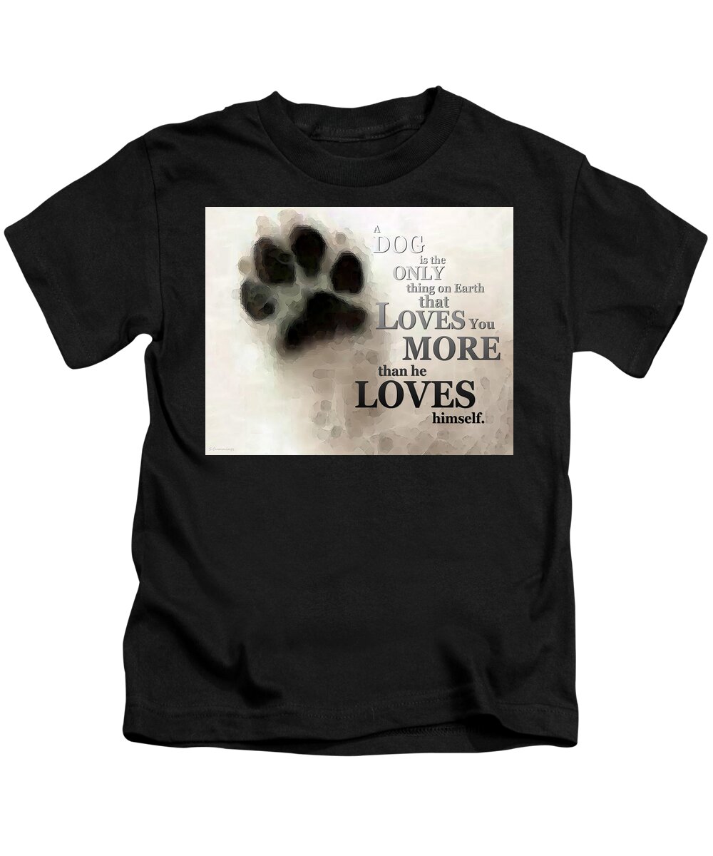 Dog Kids T-Shirt featuring the painting True Love - By Sharon Cummings Words by Billings by Sharon Cummings