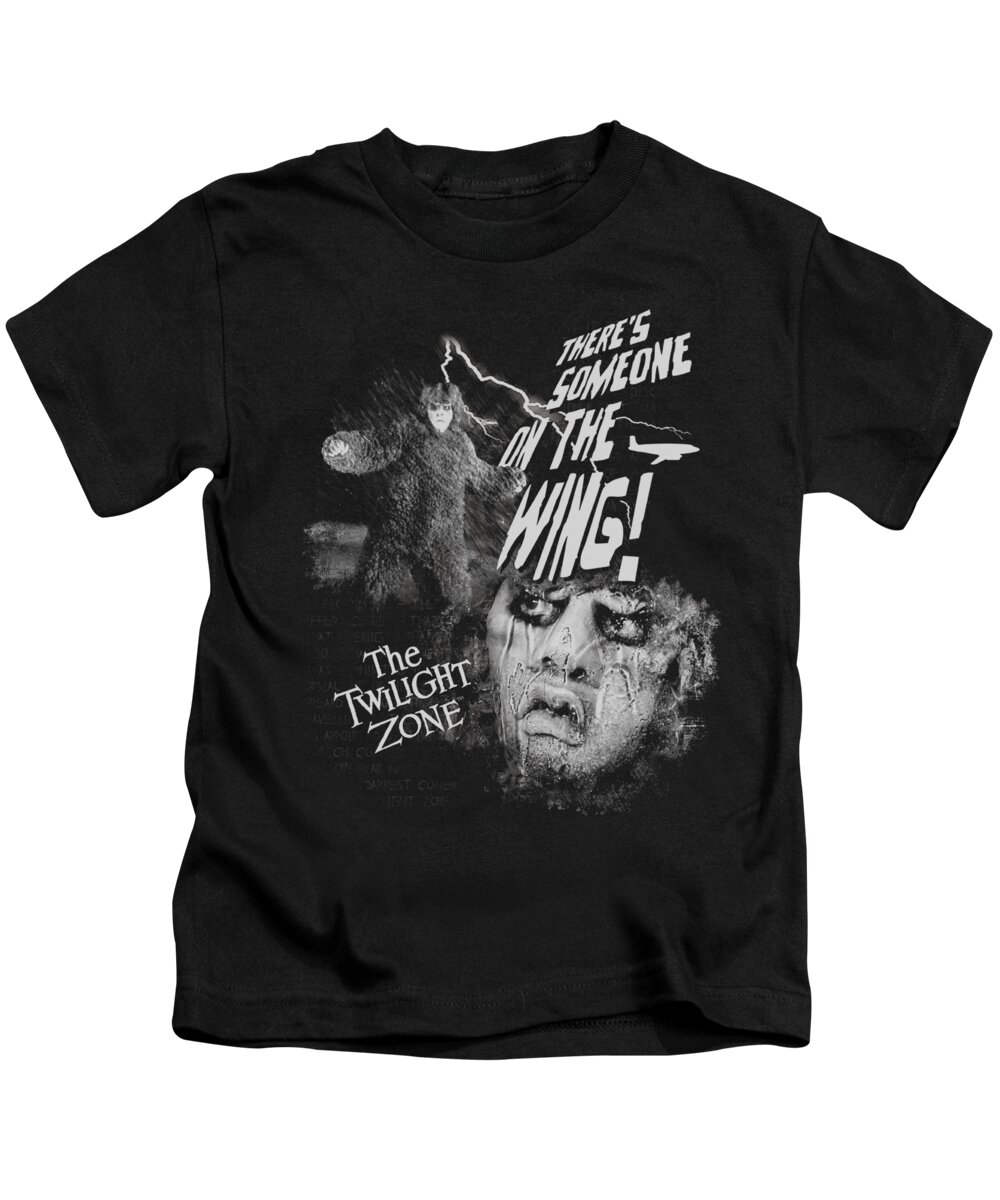  Kids T-Shirt featuring the digital art Twilight Zone - Someone On The Wing by Brand A