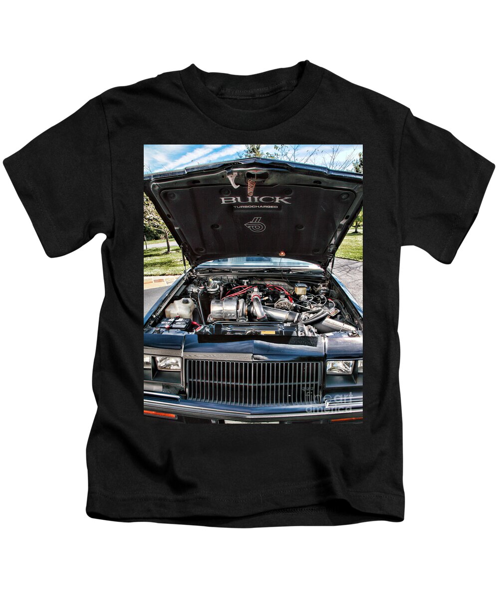 Buick Kids T-Shirt featuring the photograph Under the Hood of a Buick Grand National by William Kuta