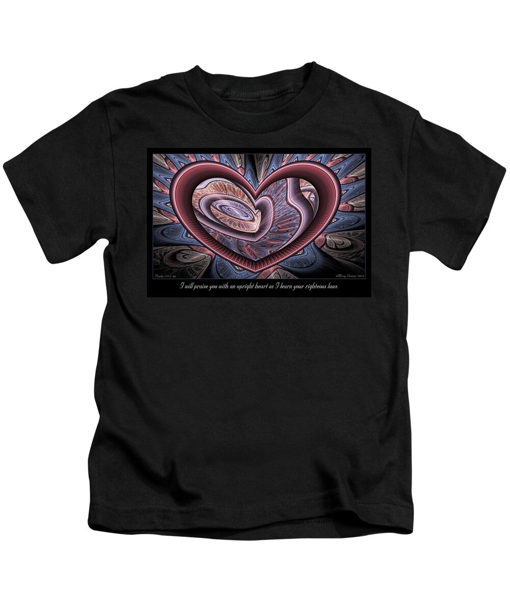 Fractal Kids T-Shirt featuring the digital art Upright Heart by Missy Gainer