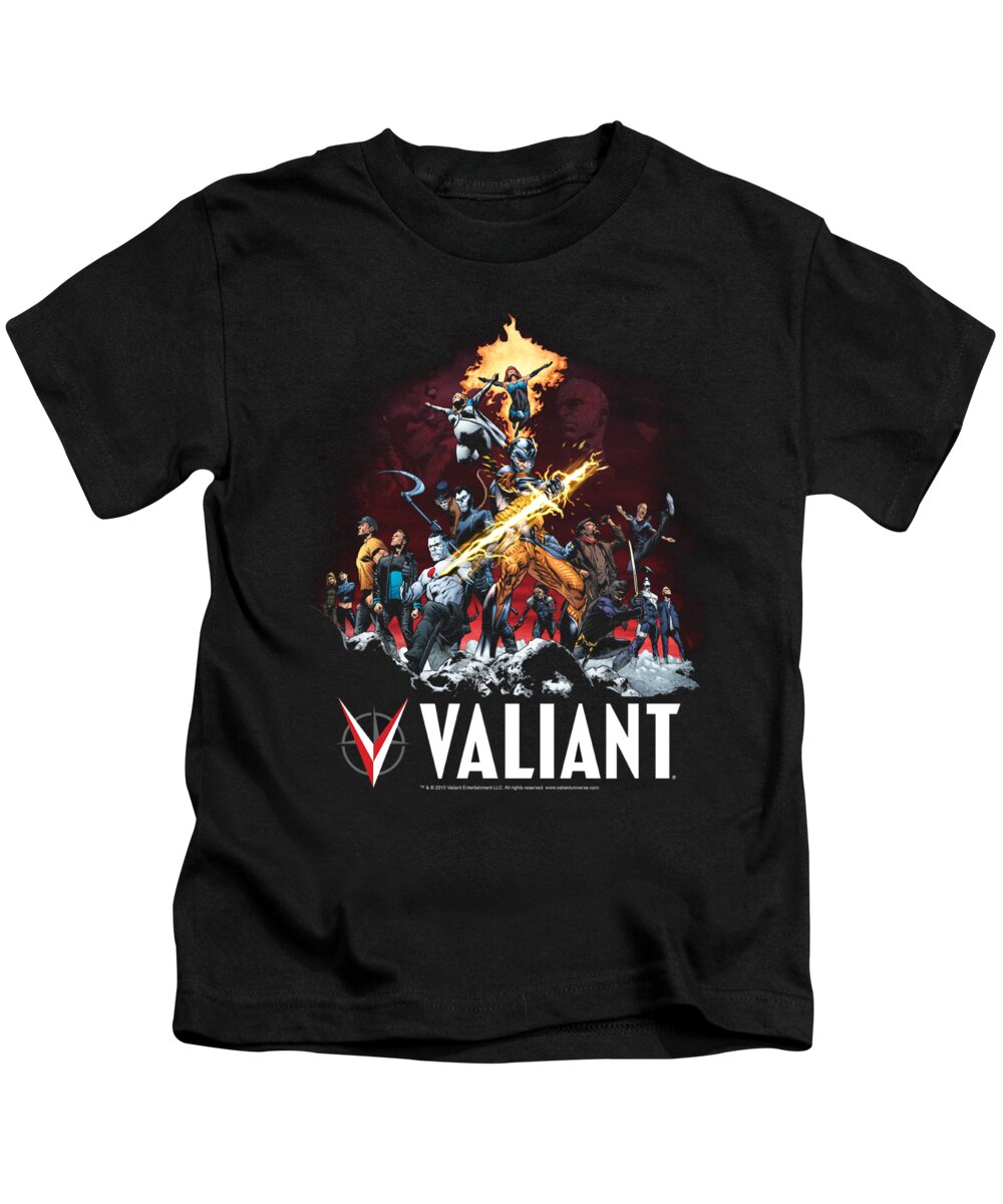  Kids T-Shirt featuring the digital art Valiant - Fire It Up by Brand A