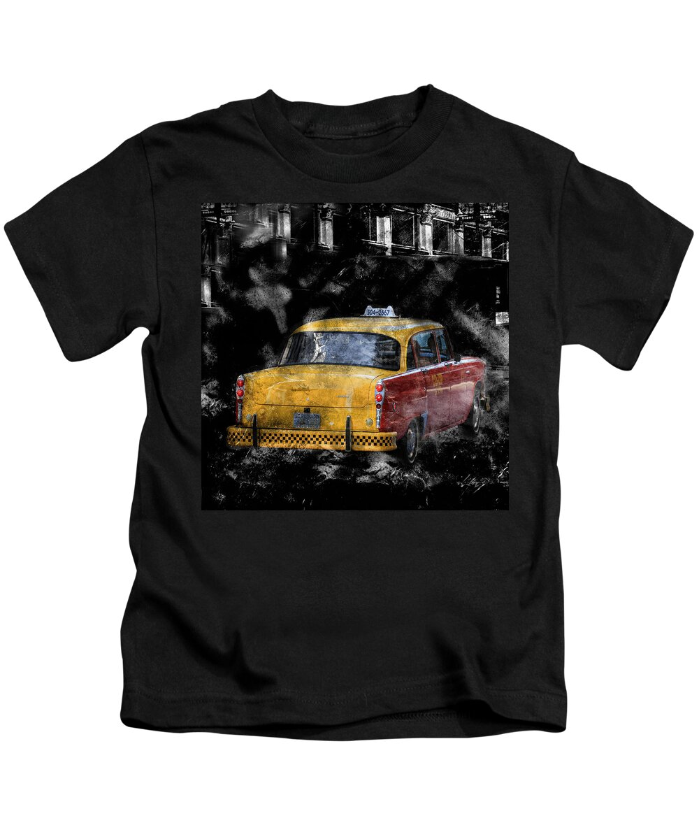 Taxi Kids T-Shirt featuring the photograph Vintage Checker Taxi by Andrew Fare