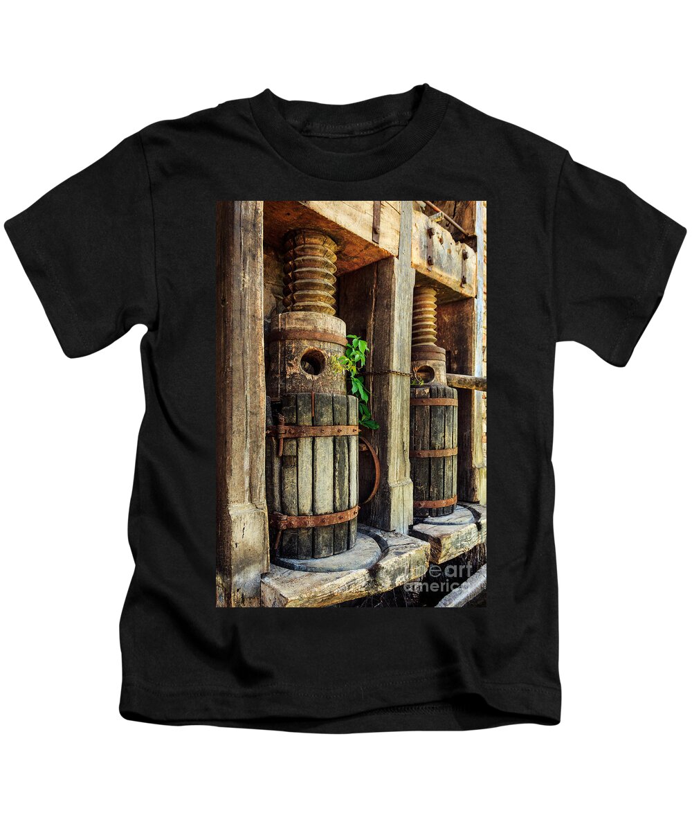 Wine Press Kids T-Shirt featuring the photograph Vintage Wine Press by James Eddy