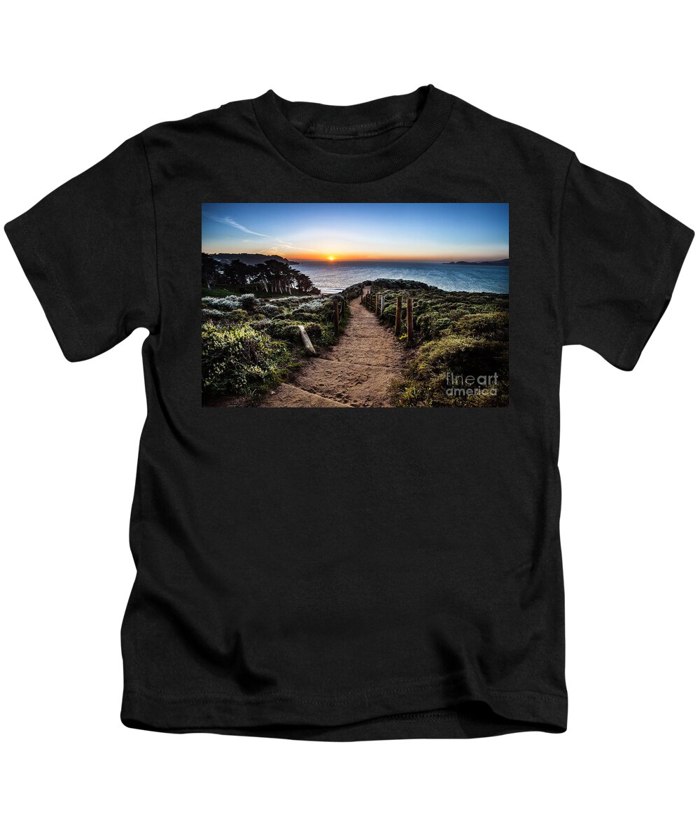 Landscape Kids T-Shirt featuring the photograph Walk to the Sunset by Steven Reed