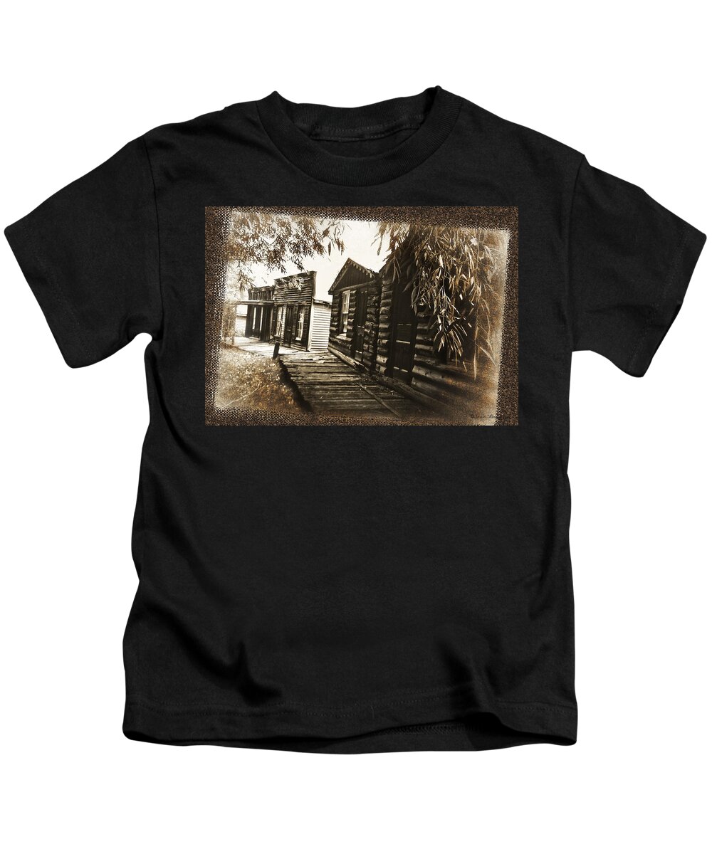 Textured Photo Kids T-Shirt featuring the photograph Walking Backwards by Susan Kinney